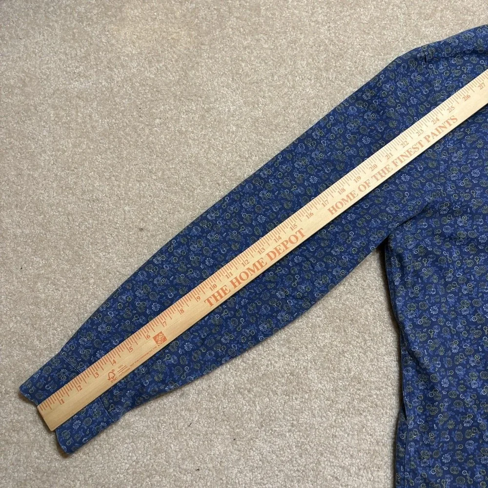 Banana Republic Shirt Mens XL Blue Floral Non Iron‎ Button Up Long Sleeve Casual